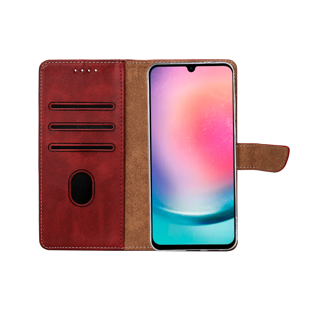 Bibliothèque Rixus pour Samsung Galaxy A26, A17 Rouge foncé