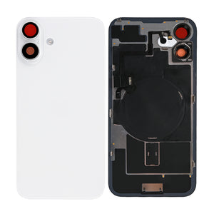 For Apple 16 Verre arrière avec NFC, cadre d'appareil photo agrandi Compatible avec le blanc