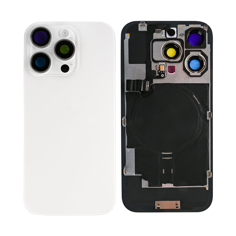 For Apple 16 Pro Verre arrière avec NFC, cadre d'appareil photo agrandi Compatible avec le titane blanc
