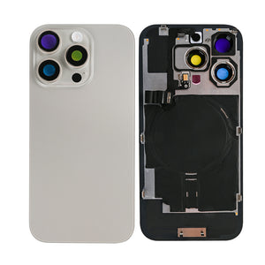 For Apple 16 Pro Verre arrière avec NFC, cadre d'appareil photo agrandi Titane naturel Compatible