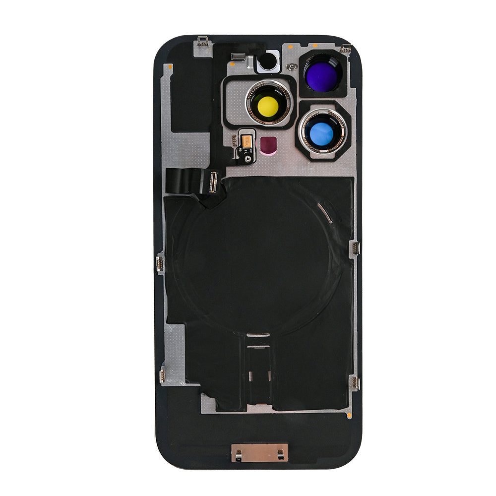 For Apple 16 Pro Max Verre arrière avec NFC, cadre d'appareil photo agrandi Noir titane Compatible