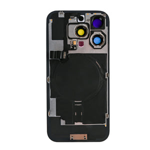 For Apple 16 Pro Max Verre arrière avec NFC, cadre d'appareil photo agrandi Noir titane Compatible