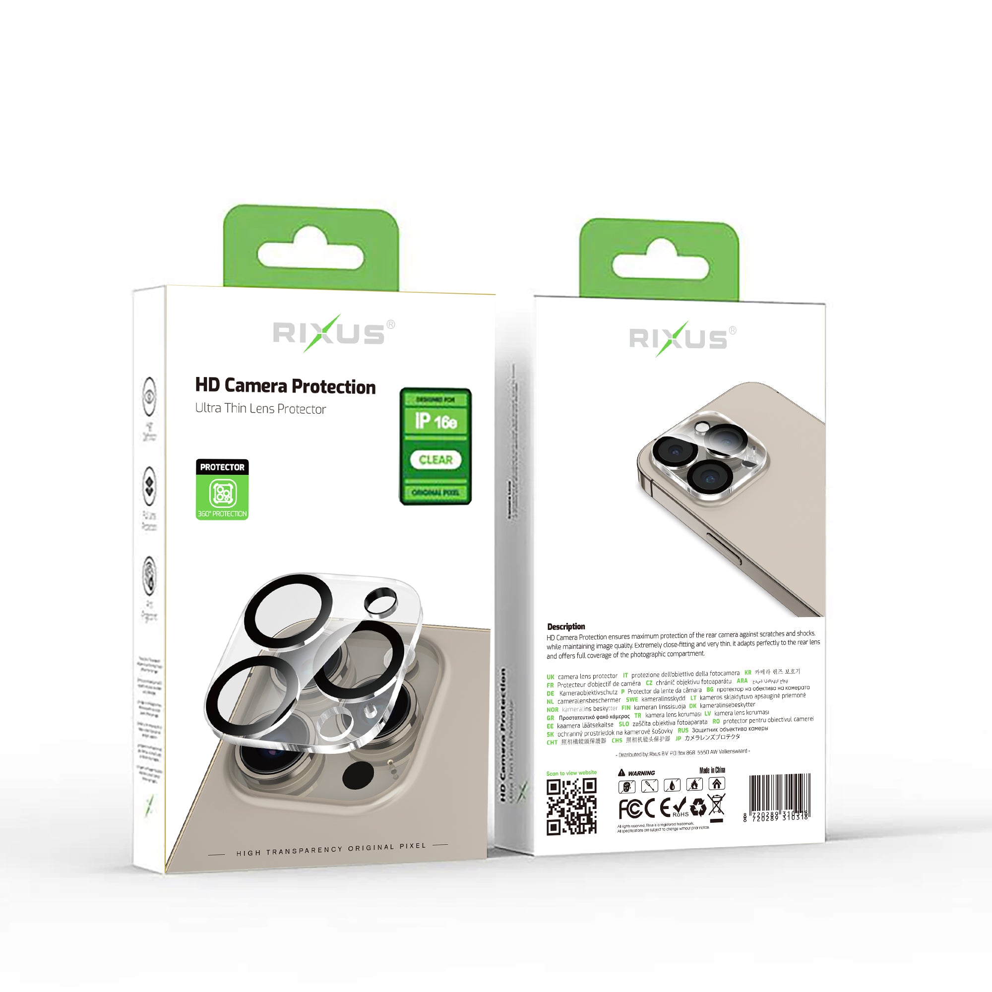 Rixus Clear HD Camera Verre trempé For Apple iPhone 16e