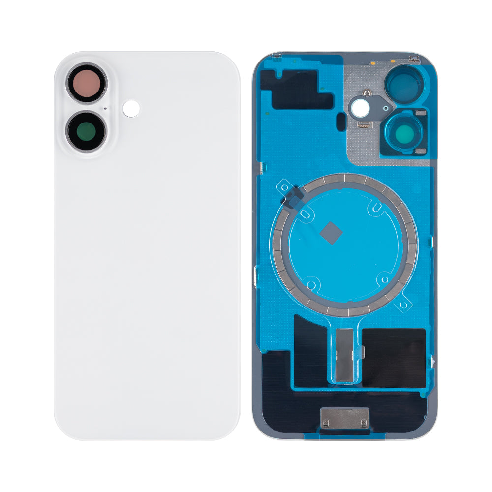 For Apple 16 Verre arrière sans NFC, cadre d'appareil photo agrandi Compatible avec le blanc