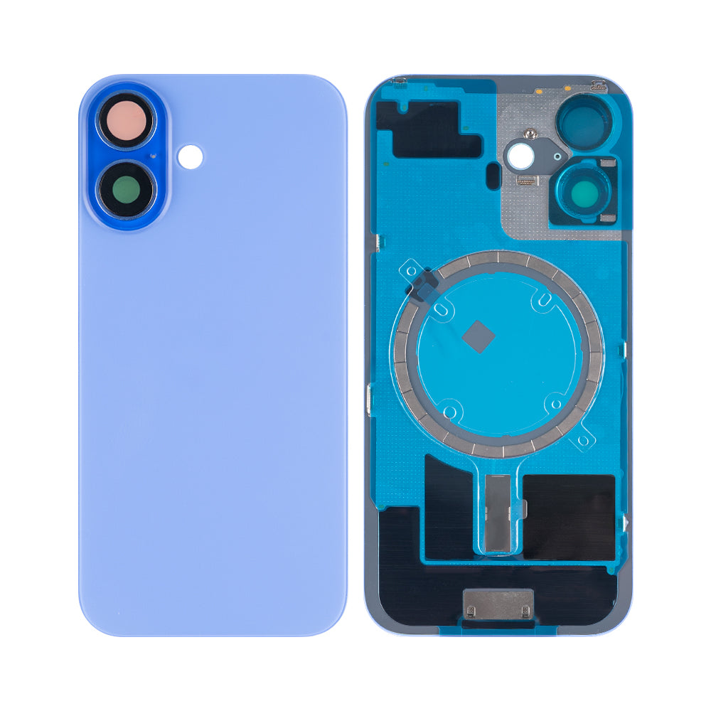 For Apple 16 Verre arrière sans NFC, cadre de caméra agrandi Compatible avec Ultramarine