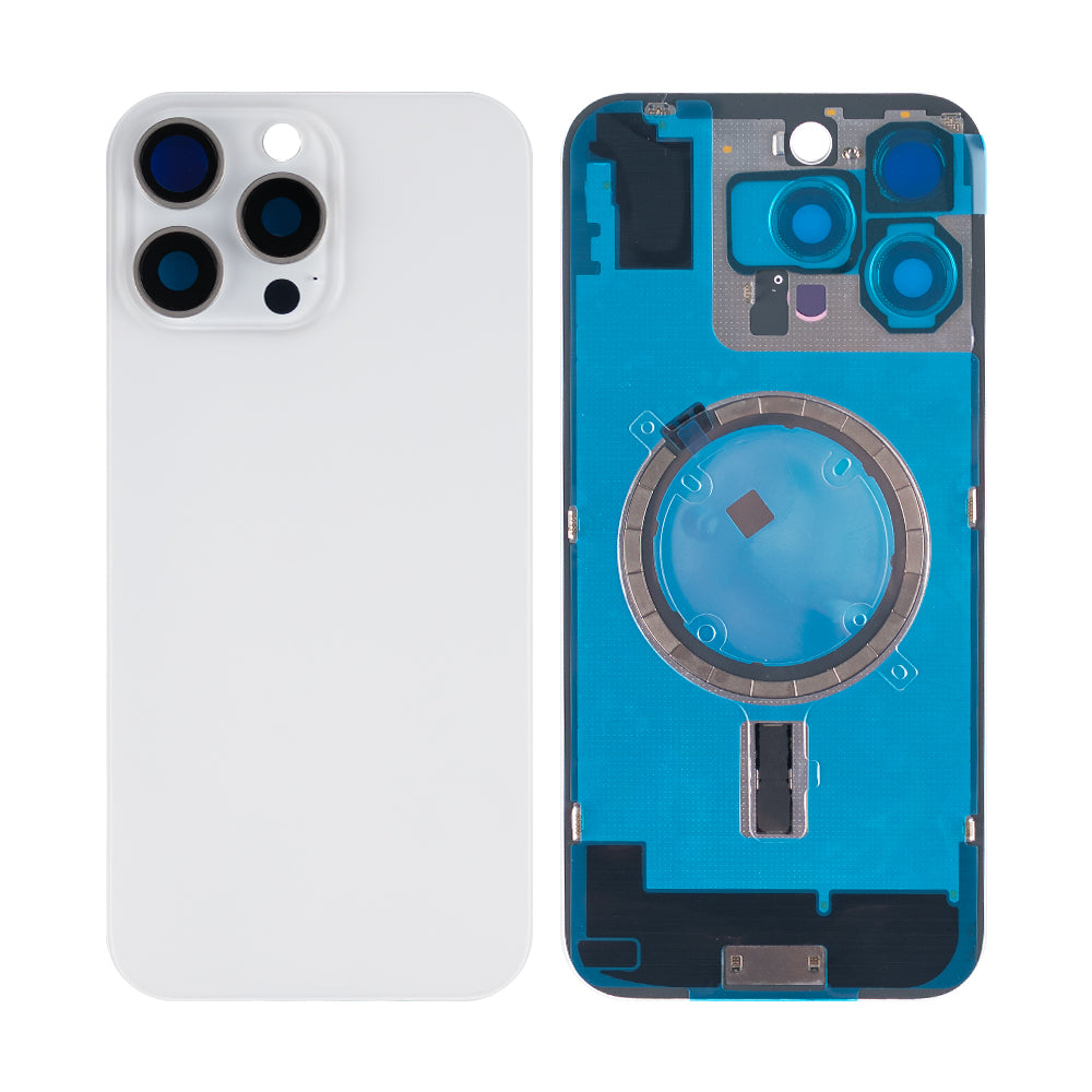 For Apple 16 Pro Max Verre arrière sans NFC, cadre d'appareil photo agrandi Titane blanc Compatible