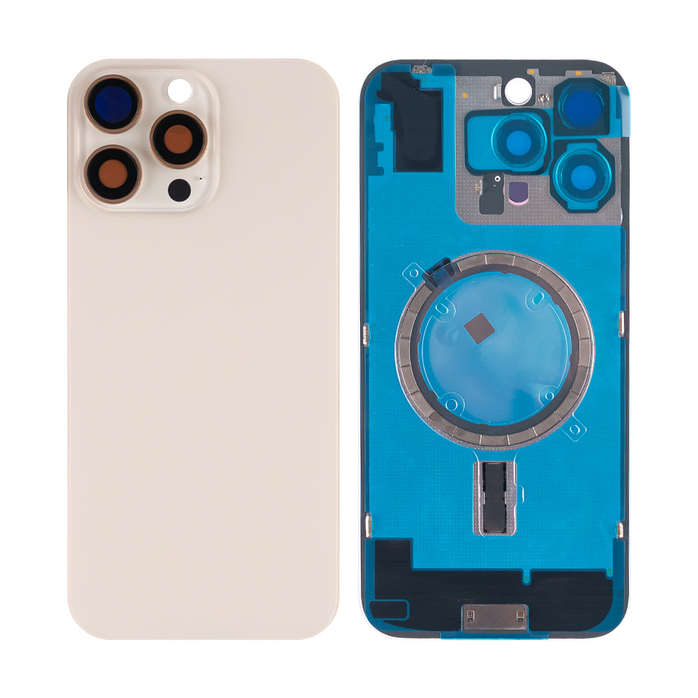 For Apple 16 Pro Max Verre arrière sans NFC, cadre de caméra agrandi Desert Titanium Compatible