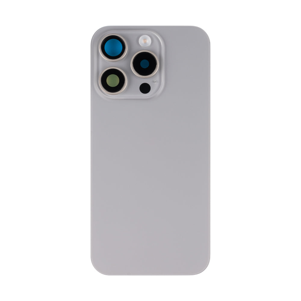 For Apple 15 Pro Verre arrière avec NFC, cadre d'appareil photo agrandi Titane naturel Compatible