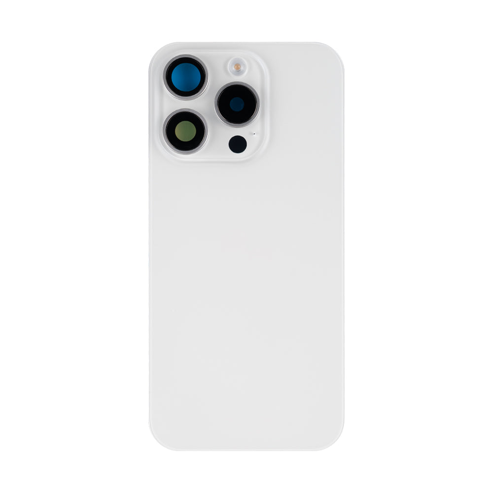 For Apple 15 Pro Verre arrière avec NFC, cadre d'appareil photo agrandi Compatible avec le titane blanc