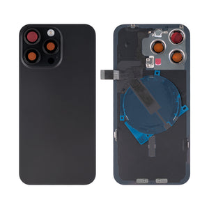 For Apple 15 Pro Max Verre arrière avec NFC, cadre d'appareil photo agrandi Noir Titane Compatible