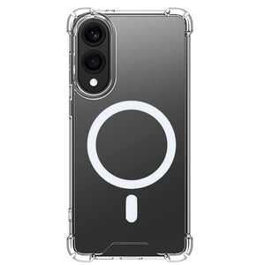 Rixus Anti-Burst Case With MagSafe Compatible For Samsung Galaxy S25 Edge Transparent