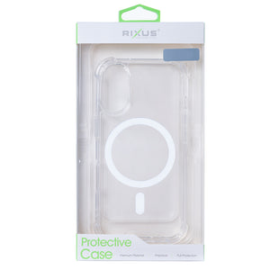 Rixus Anti-Burst Case With MagSafe Compatible For Samsung Galaxy S25 Edge Transparent