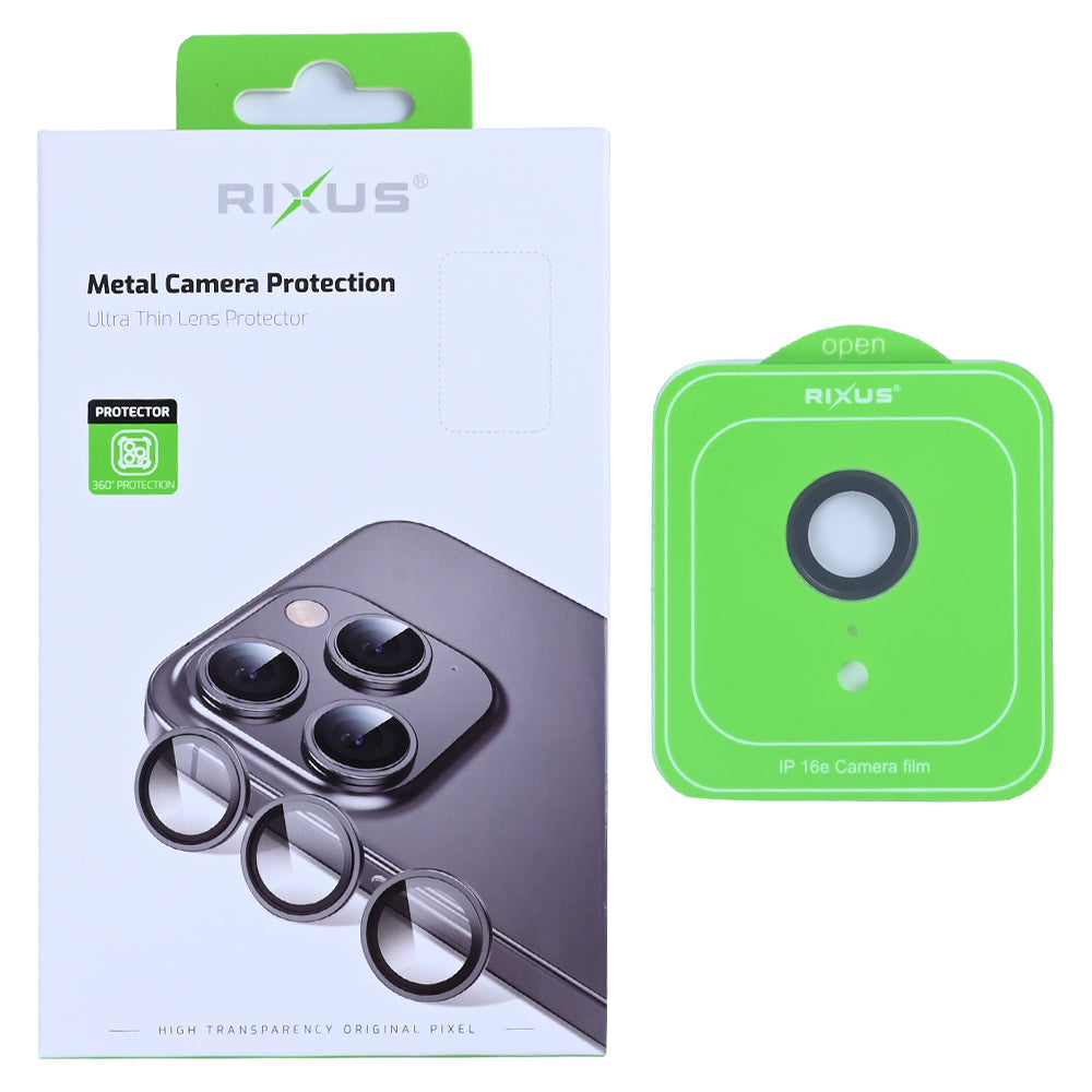 Rixus Metal Shield Camera Tempered Glass For Apple iPhone 16e Noir