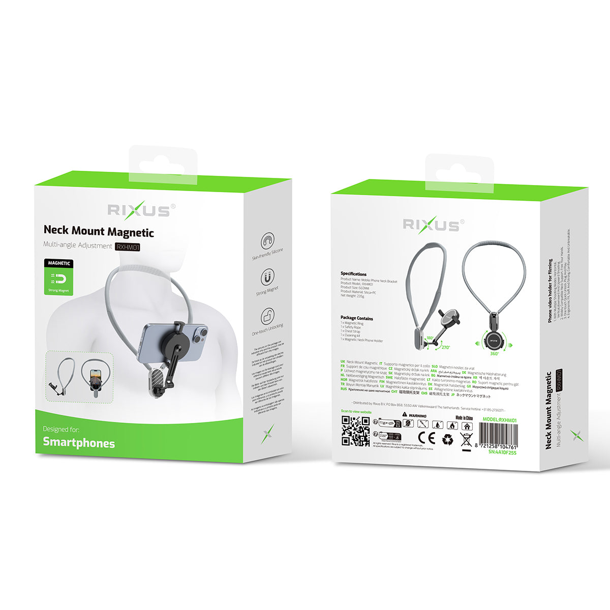 Rixus RXHM01 Support de cou magnétique noir