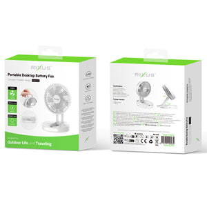 Rixus RXBF03 Ventilateur portable de bureau à batterie Blanc