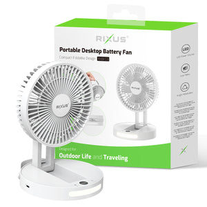 Rixus RXBF03 Ventilateur portable de bureau à batterie Blanc