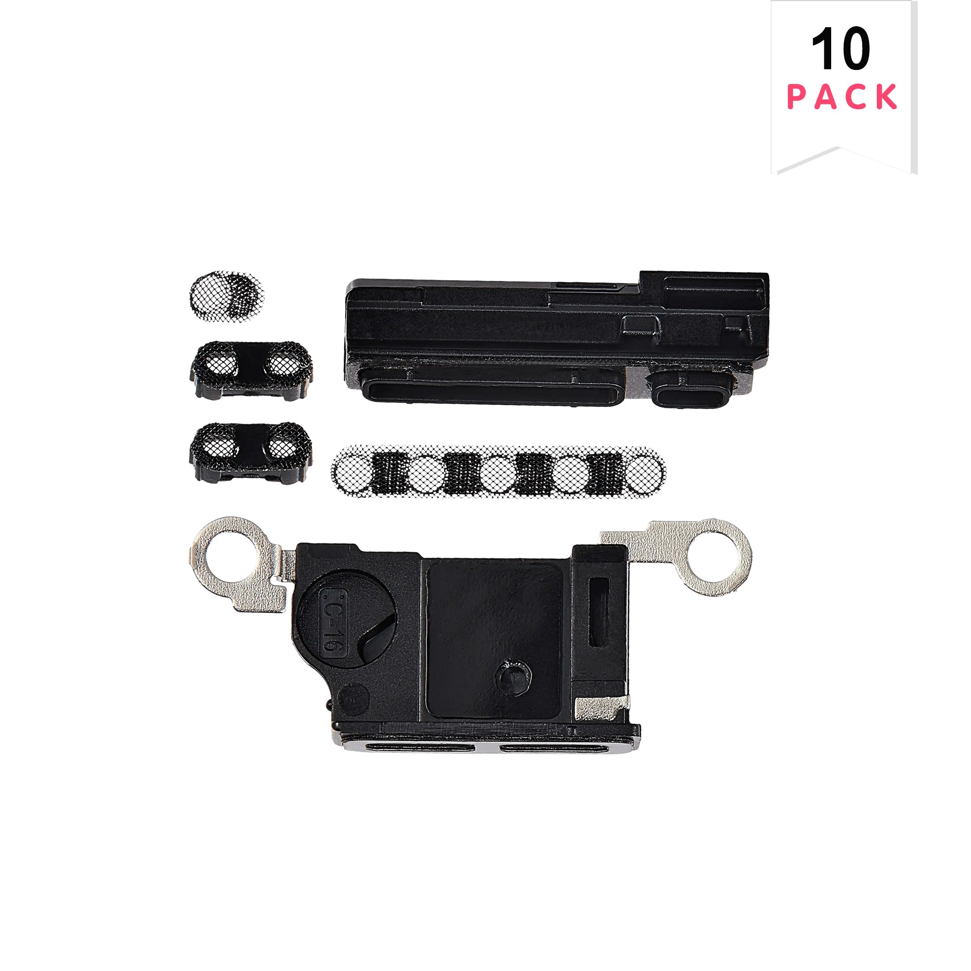 For Apple iPhone 16 Pro Max Ensembles d'enceintes et de microphones noirs compatibles avec le titane (10-Pack)