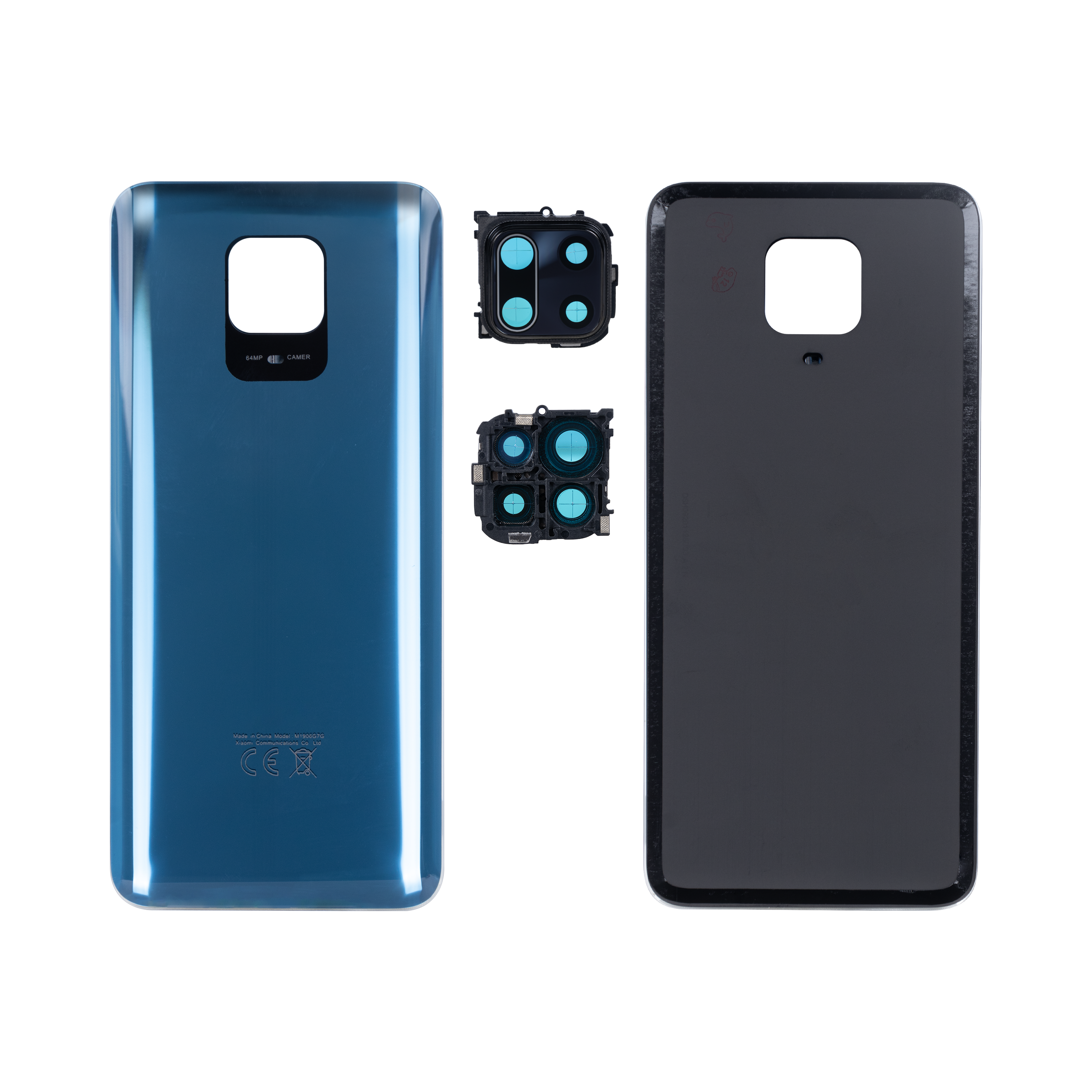 Coque arrière Xiaomi Redmi Note 9S sans objectif, gris interstellaire, OEM