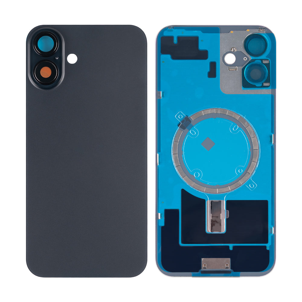 For Apple 16 Plus Verre arrière sans NFC, cadre d'appareil photo agrandi Noir Compatible