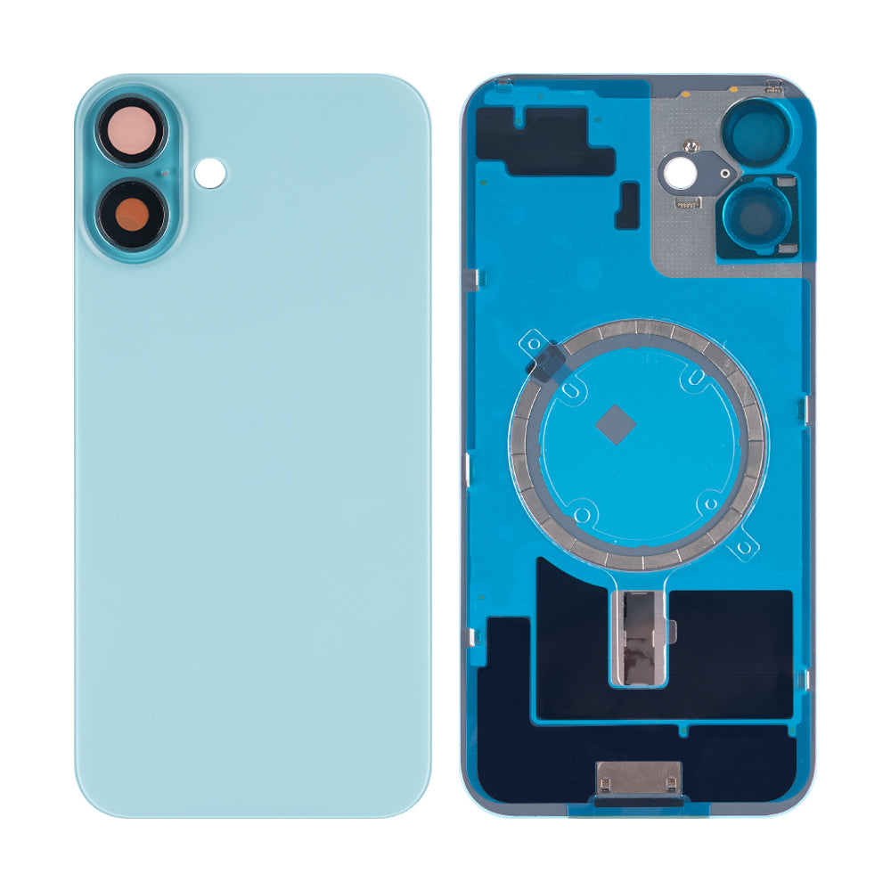 For Apple 16 Plus Verre arrière sans NFC, cadre de caméra agrandi Compatible avec Teal
