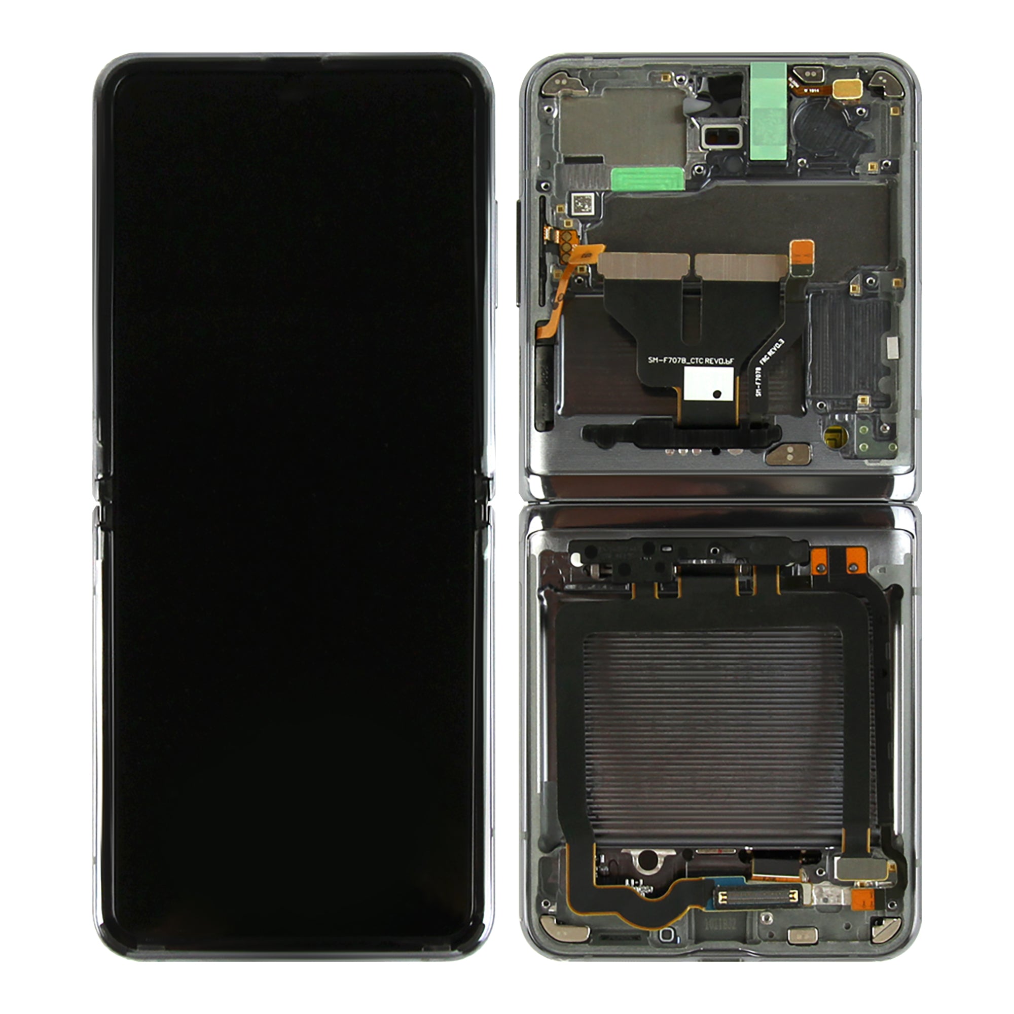 Écran principal et numériseur Samsung Galaxy Z Flip 5G F707B avec cadre Mystic Grey Service Pack