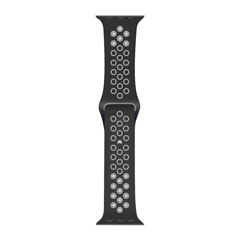 Bracelet sport double couleur en silicone For Apple 38 mm, 40 mm, 41 mm Noir, gris Boîte de vente au détail