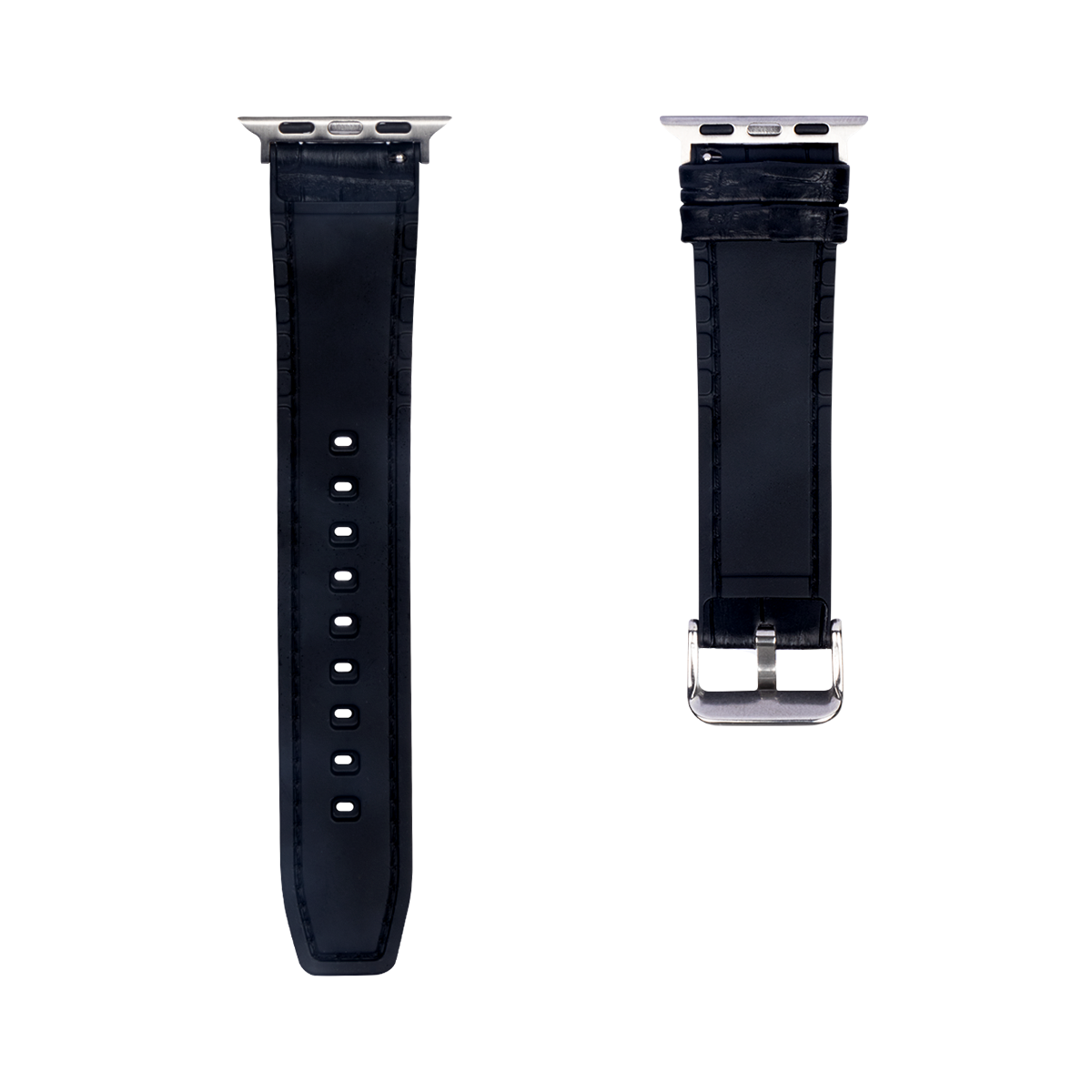 Bracelet en silicone et cuir grain alligator For Apple 38 mm, 40 mm, 41 mm Noir, rouge Boîte de vente au détail