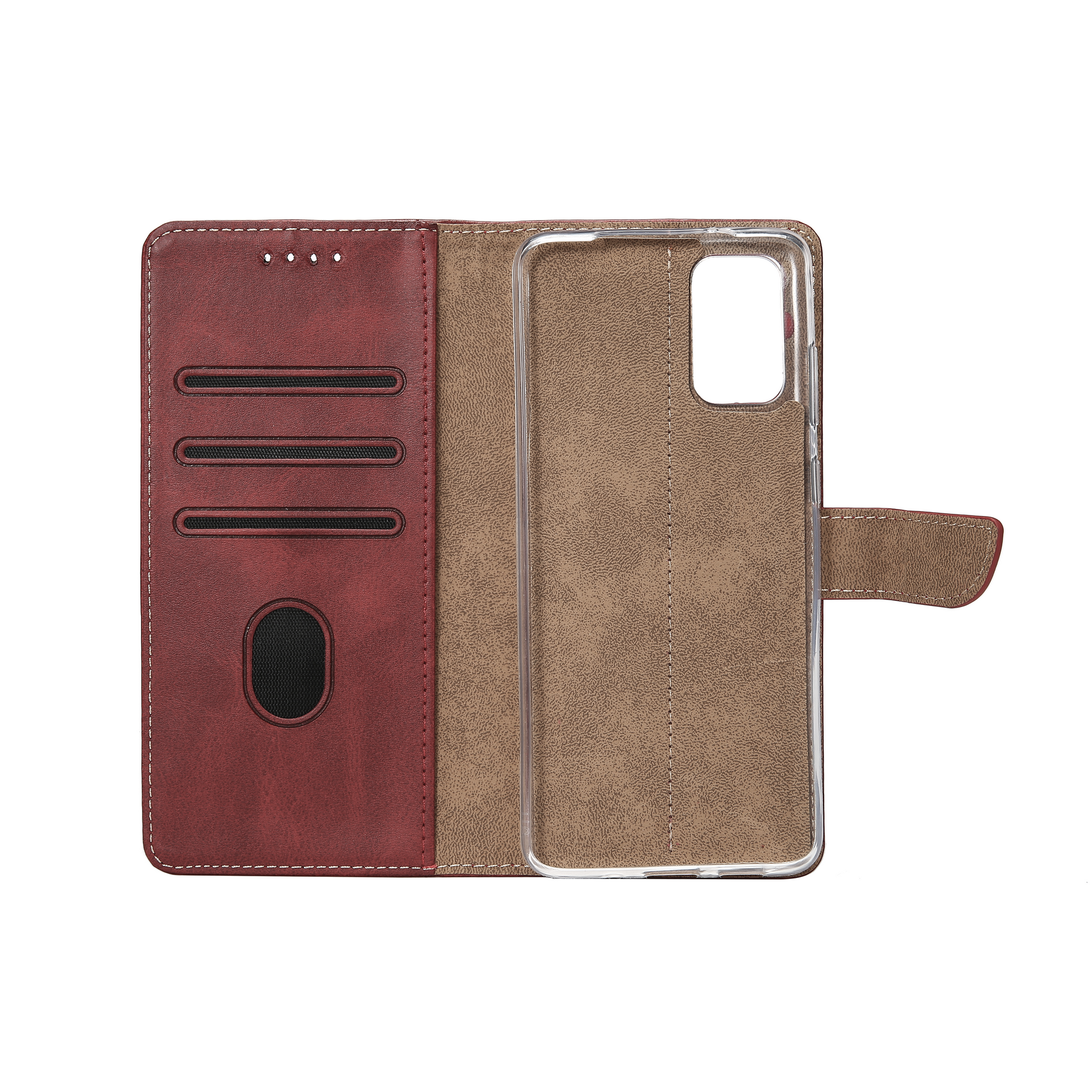 Rixus Bibliothèque pour Samsung Galaxy A51 4G, A51 5G Rouge foncé