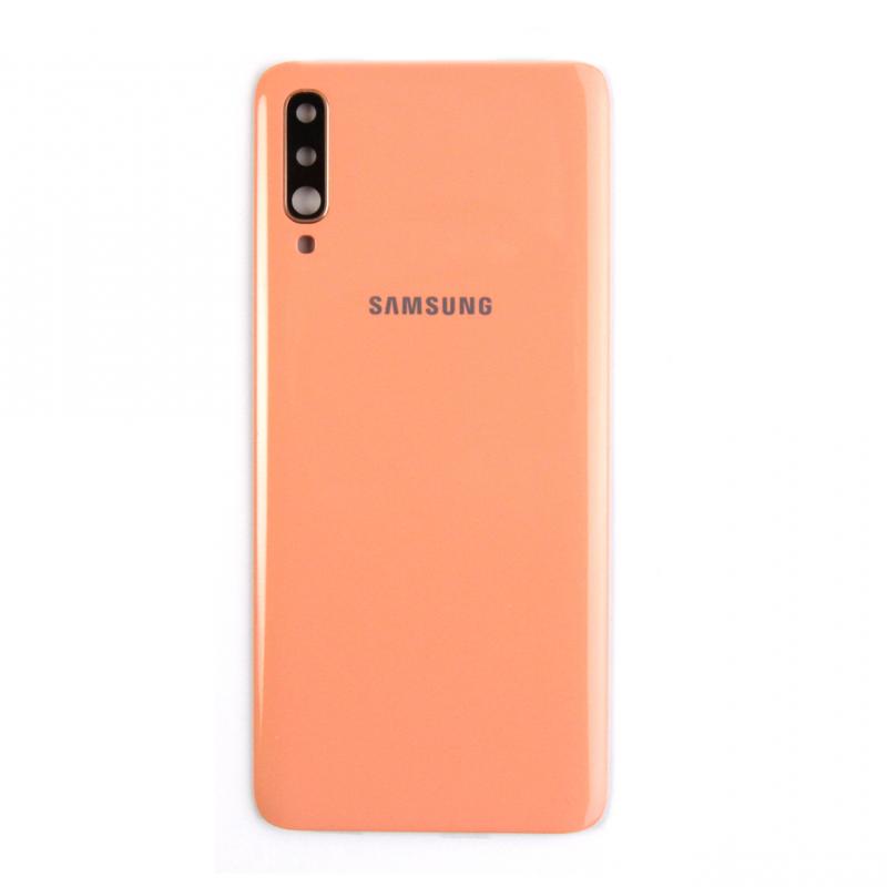 Coque arrière Samsung Galaxy A70 A705F avec objectif corail OEM
