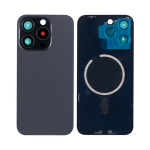 For Apple 15 Pro Verre arrière sans NFC, cadre d'appareil photo agrandi Noir Titane Compatible