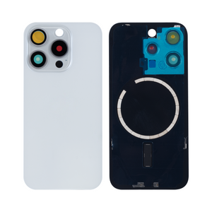 For Apple 15 Pro Verre arrière sans NFC, cadre d'appareil photo agrandi Titane blanc Compatible