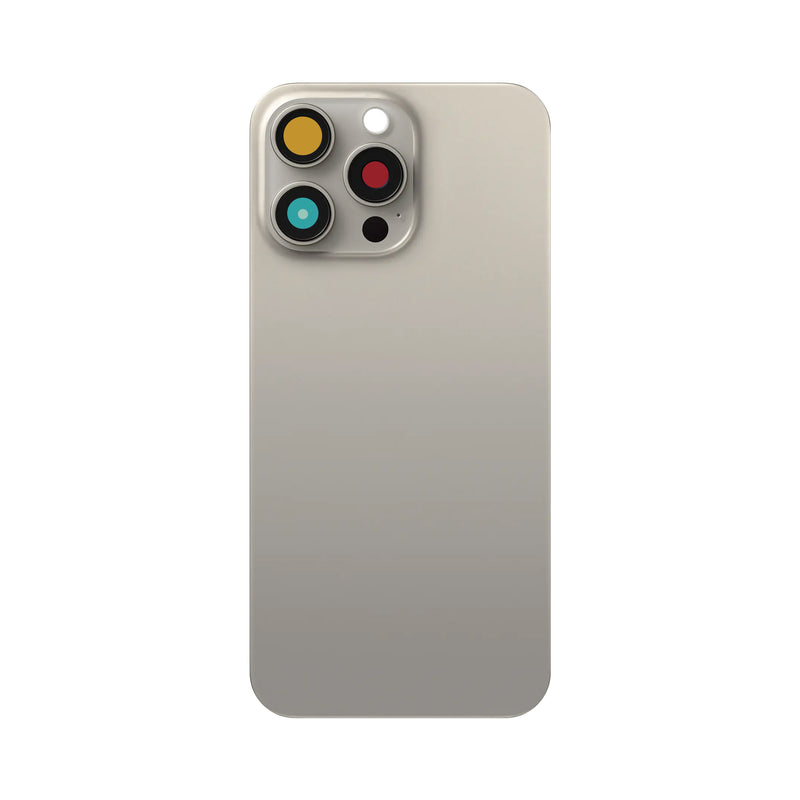 For Apple 15 Pro Verre arrière sans NFC, cadre d'appareil photo agrandi Titane naturel Compatible