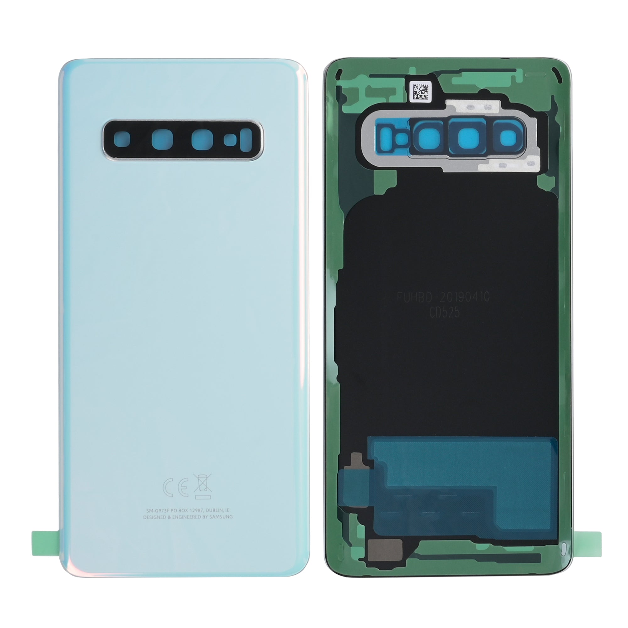 Coque arrière Samsung Galaxy S10 G973F avec prisme pour objectif, blanche, OEM