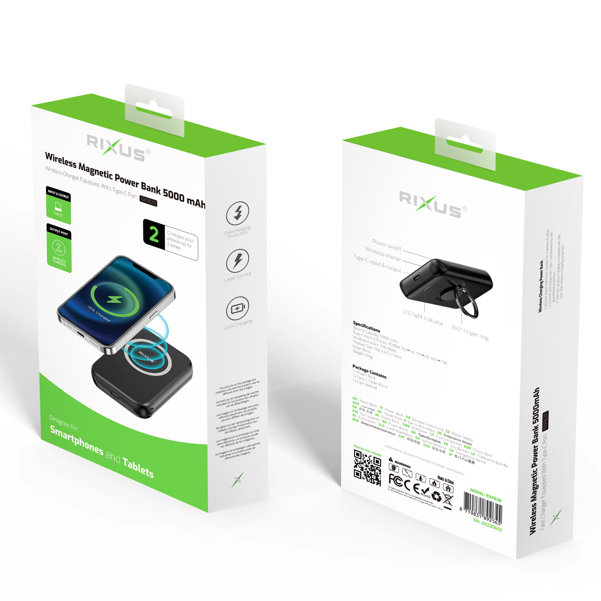 Batterie externe haute capacité Rixus RXPB28 5000 mAh