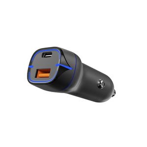 Rixus RXCC13 Chargeur de voiture USB-C PD+QC3.0 38W Noir