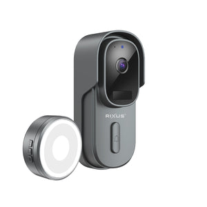 Rixus Wireless Battery Powered Doorbell With Camera Gray (sonnette sans fil alimentée par batterie avec caméra)