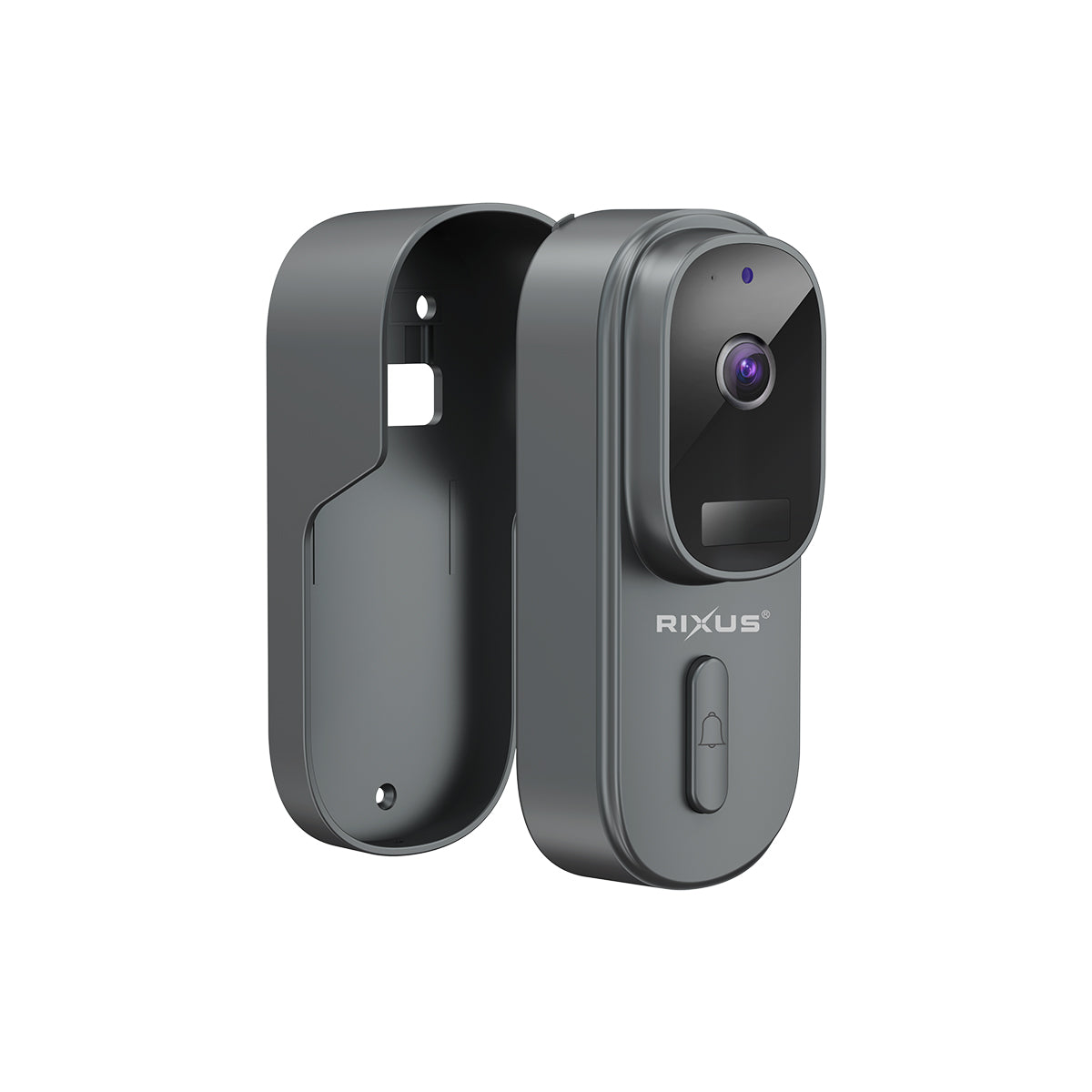 Rixus Wireless Battery Powered Doorbell With Camera Gray (sonnette sans fil alimentée par batterie avec caméra)