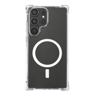 Rixus Anti-Burst Case With MagSafe Compatible For Samsung Galaxy S24 Ultra Transparent
