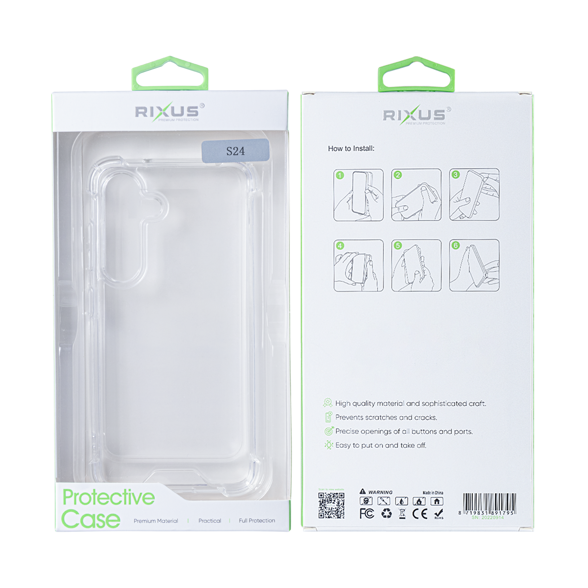 Rixus Anti-Burst Case pour Samsung Galaxy S24, S25 Transparent