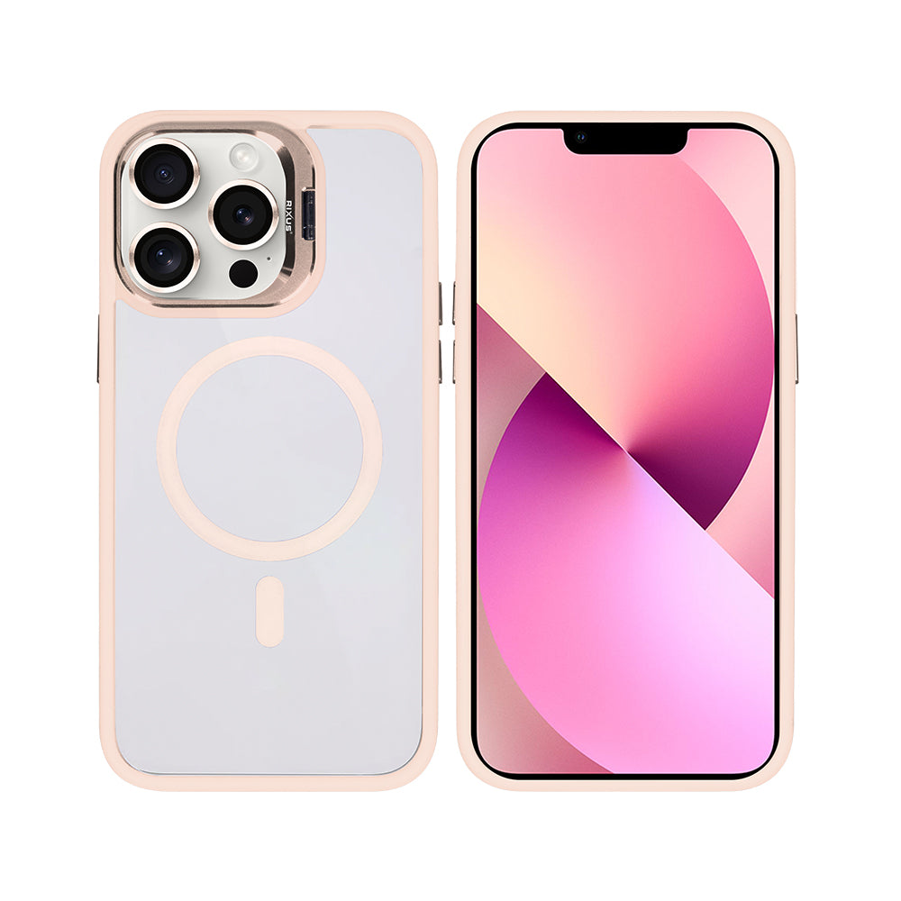 Rixus Classic 03 Case With MagSafe Compatible For Apple iPhone 12, 12 Pro Light Pink