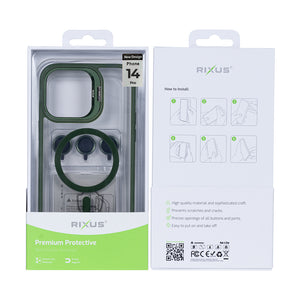 Rixus Classic 03 Case With MagSafe Compatible For Apple iPhone 14 Pro Dark Green