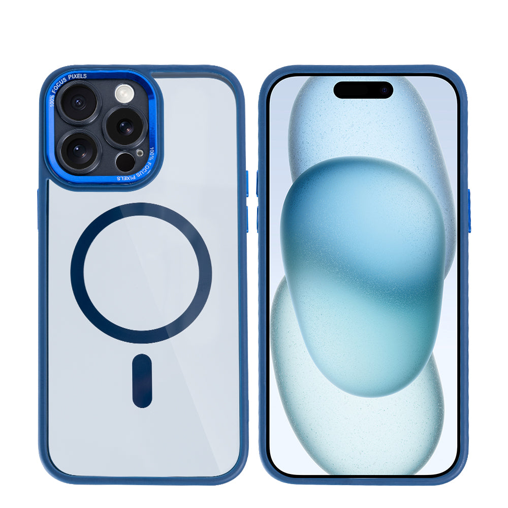 Rixus Classic 04 Case With MagSafe Compatible For Apple iPhone 15 Pro Dark Blue