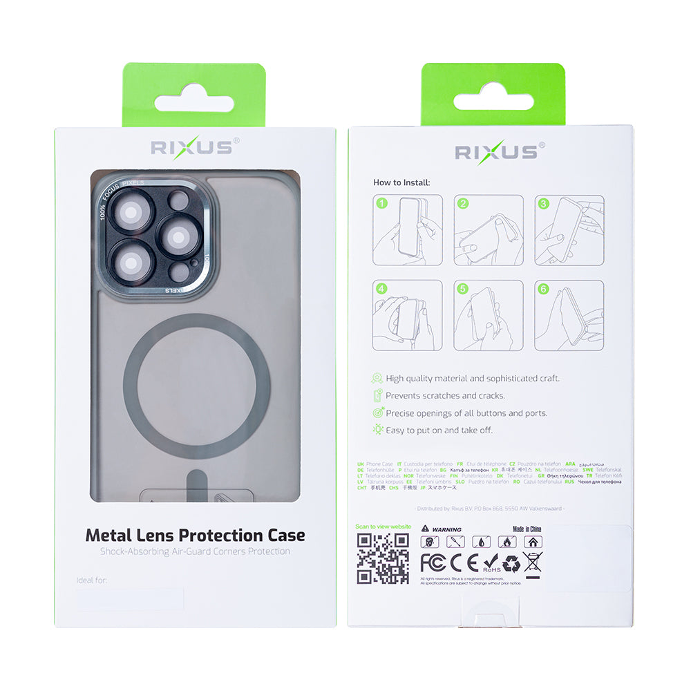 Rixus Classic 04 Case With MagSafe Compatible For Apple iPhone 15 Pro Max Grey