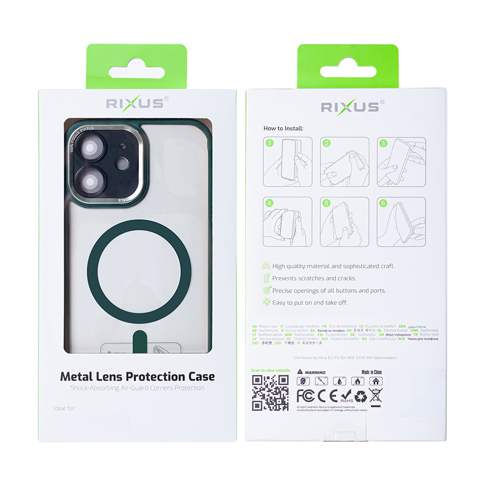 Rixus Classic 04 Case With MagSafe Compatible For Apple iPhone 12 Dark Green