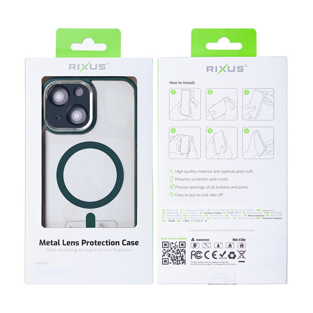Rixus Classic 04 Case With MagSafe Compatible For Apple iPhone 15 Plus Dark Green