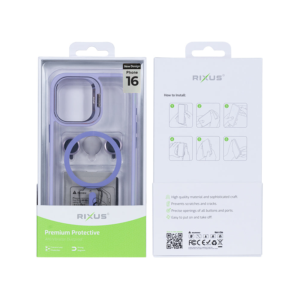 Rixus Classic 03 Case With MagSafe Compatible For Apple iPhone 16 Light Purple
