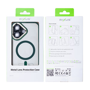 Rixus Classic 04 Case With MagSafe Compatible For Apple iPhone 16 Plus Dark Green