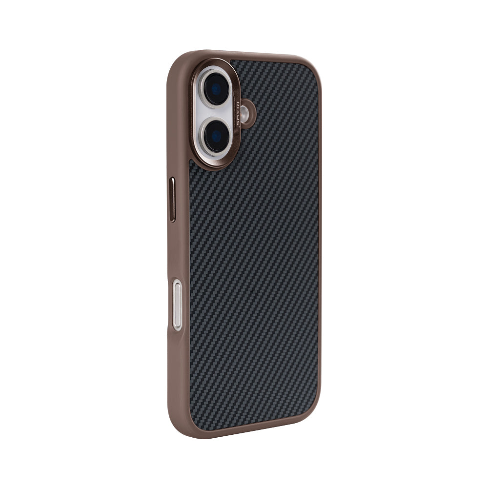 Rixus Mag Carbon With MagSafe Compatible For Apple iPhone 16 Brown
