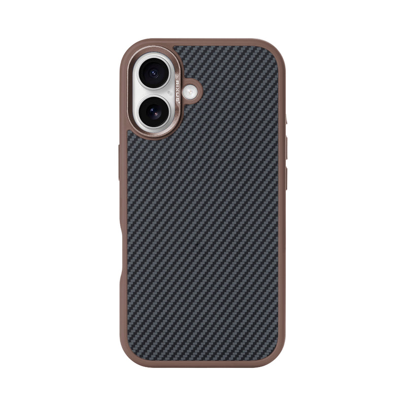 Rixus Mag Carbon With MagSafe Compatible For Apple iPhone 16 Plus Brown