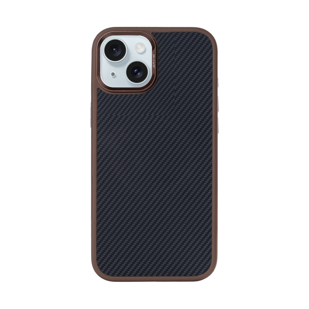 Rixus Mag Carbon With MagSafe Compatible For Apple iPhone 14 Brown